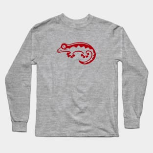 Crested gecko. Minimalist art for geckos and lizards lovers in red Long Sleeve T-Shirt